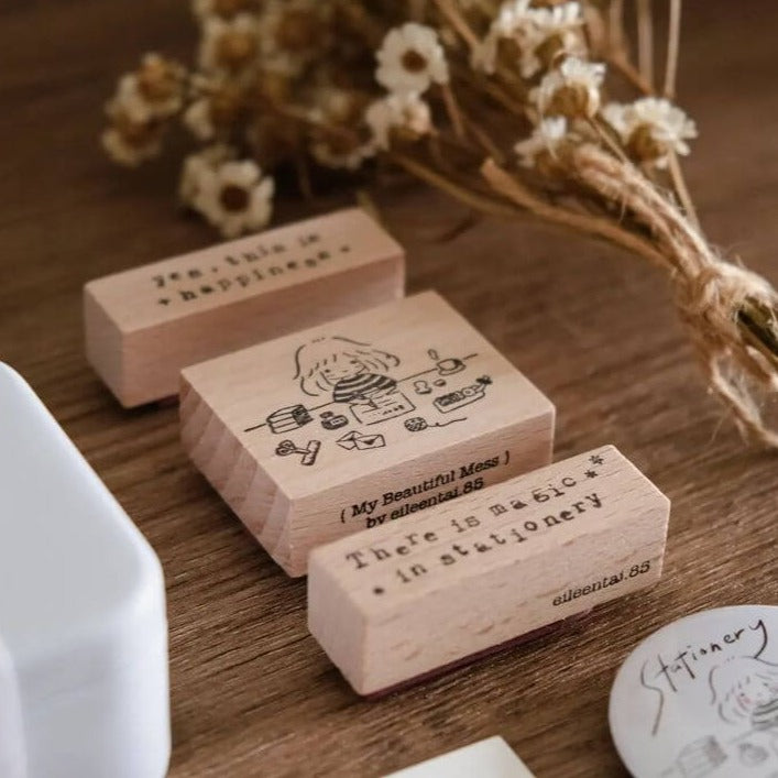 4th Anniversary Stationery Box Rubber Stamp