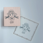 LDV Rubber Stamp: Straw Hat with Silk Ribbon Girl