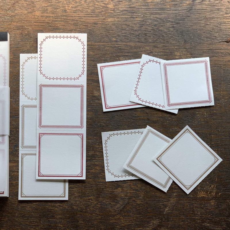 Oeda Letterpress 3 Patterns Label Book I (Red & Bronze / Blue & Black)