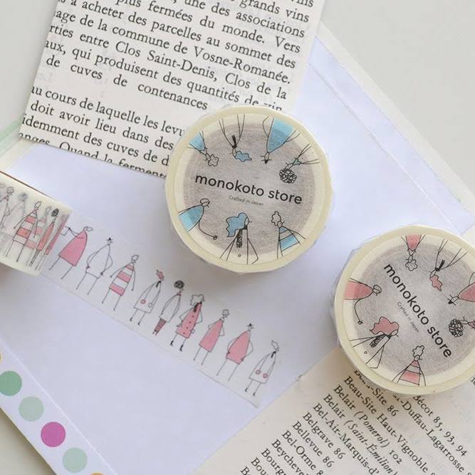 monokoto store x Shuzi Orishige Washi Tape - Horizontal (blue/pink)