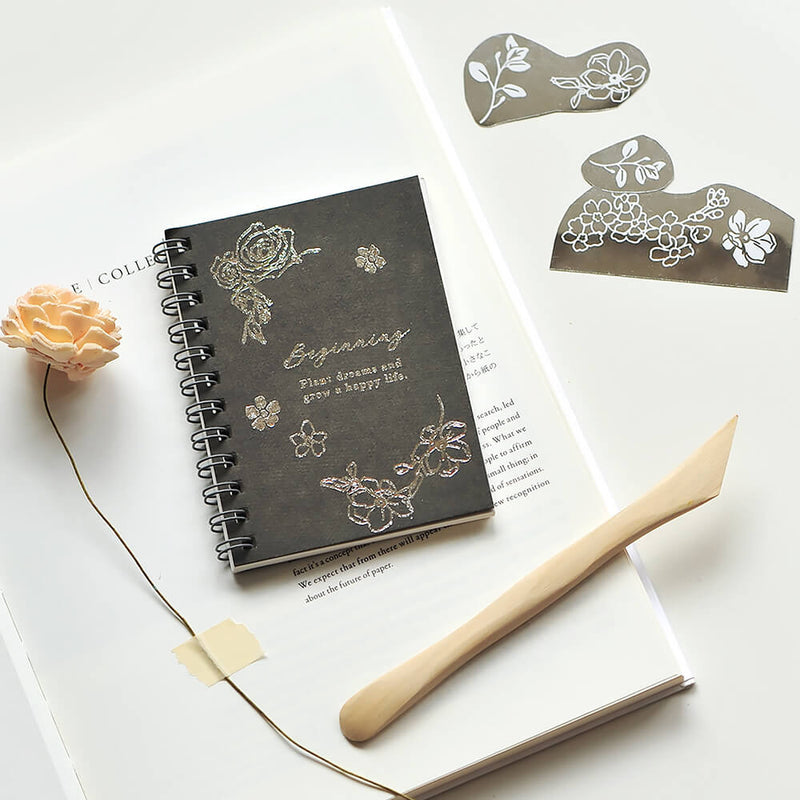 MU Silver Foil Print-On Sticker - S03 Soft Silver Flowers