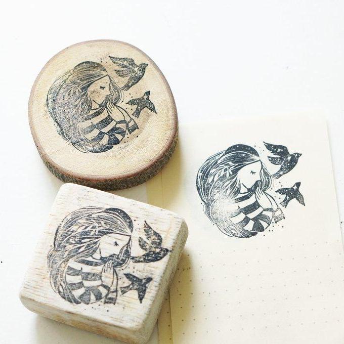 Black Milk Project Rubber Stamp - Treasure (with Raw Wood Bark Handle)