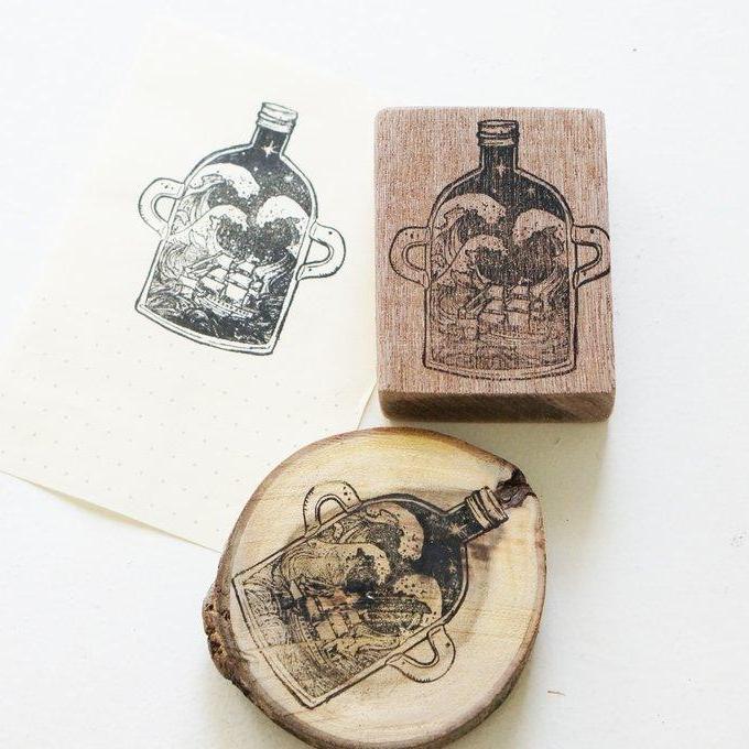 Black Milk Project Rubber Stamp - Treasure (with Raw Wood Bark Handle)