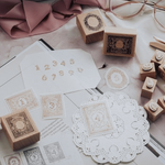 Meow Illustration Rubber Stamp Set - Floral Numbers