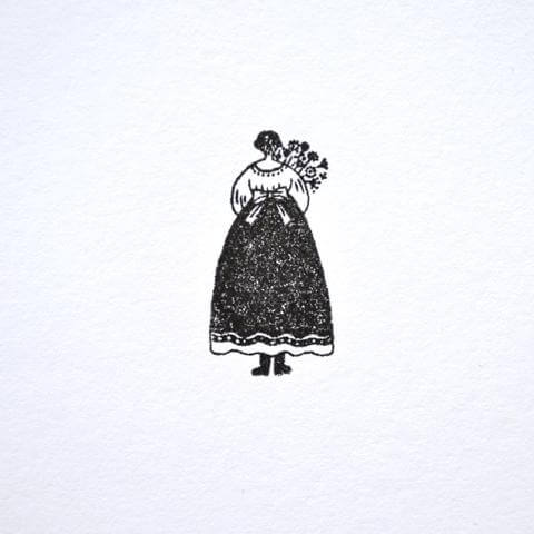 monokoto store x Akiko Okajima Rubber Stamp - Girl with Bouquet