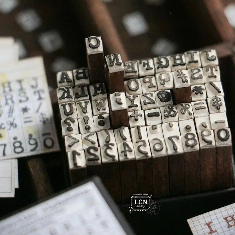 LCN DIY Mini Rubber Stamp Set - Antique Typewriter Alphabets & Numbers