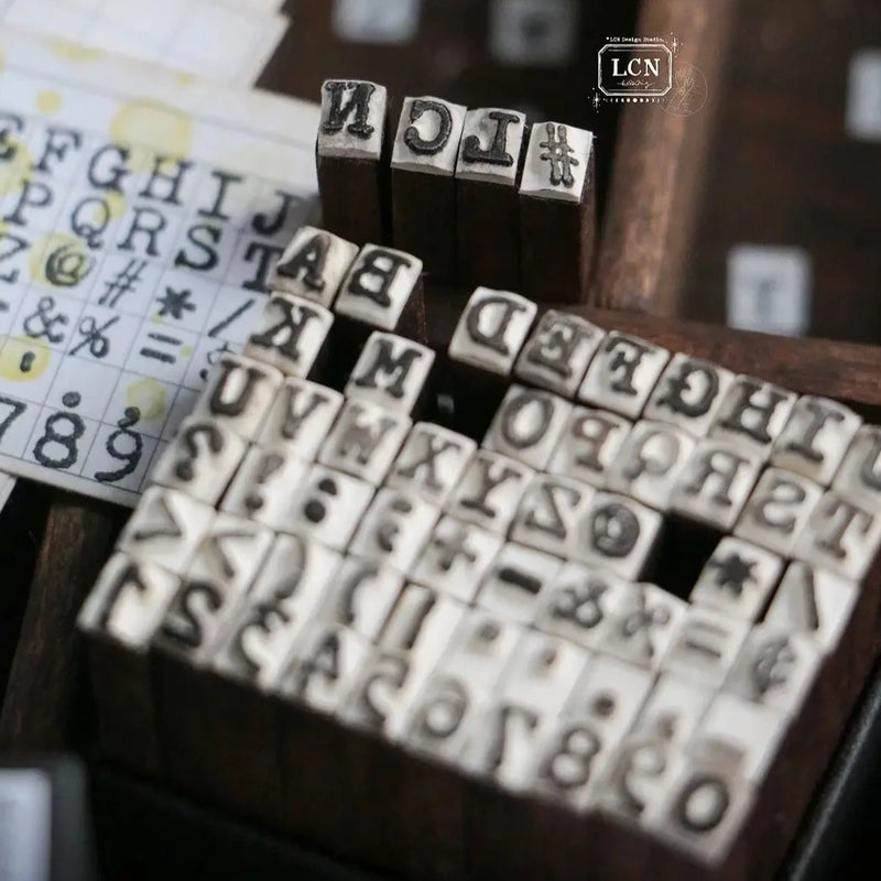 LCN DIY Mini Rubber Stamp Set - Antique Typewriter Alphabets & Numbers