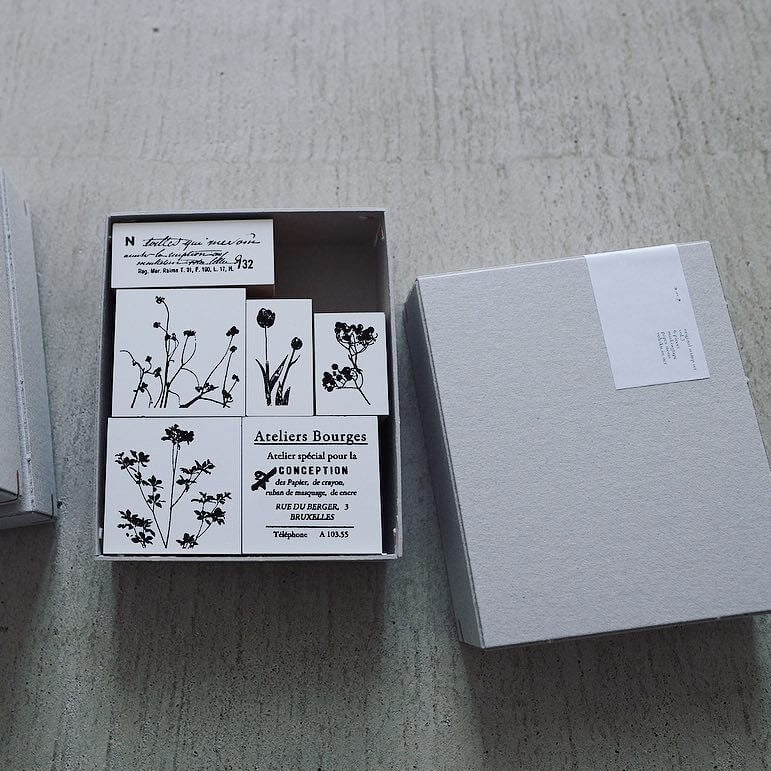 YOHAKU Botanical & Collage Rubber Stamp Set