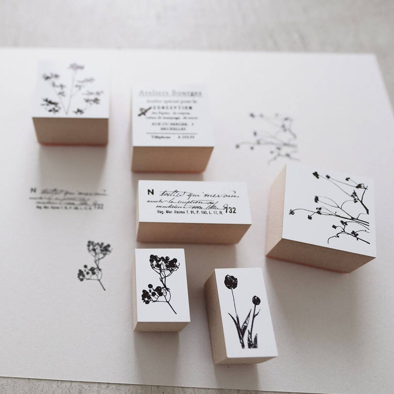 YOHAKU Botanical & Collage Rubber Stamp Set