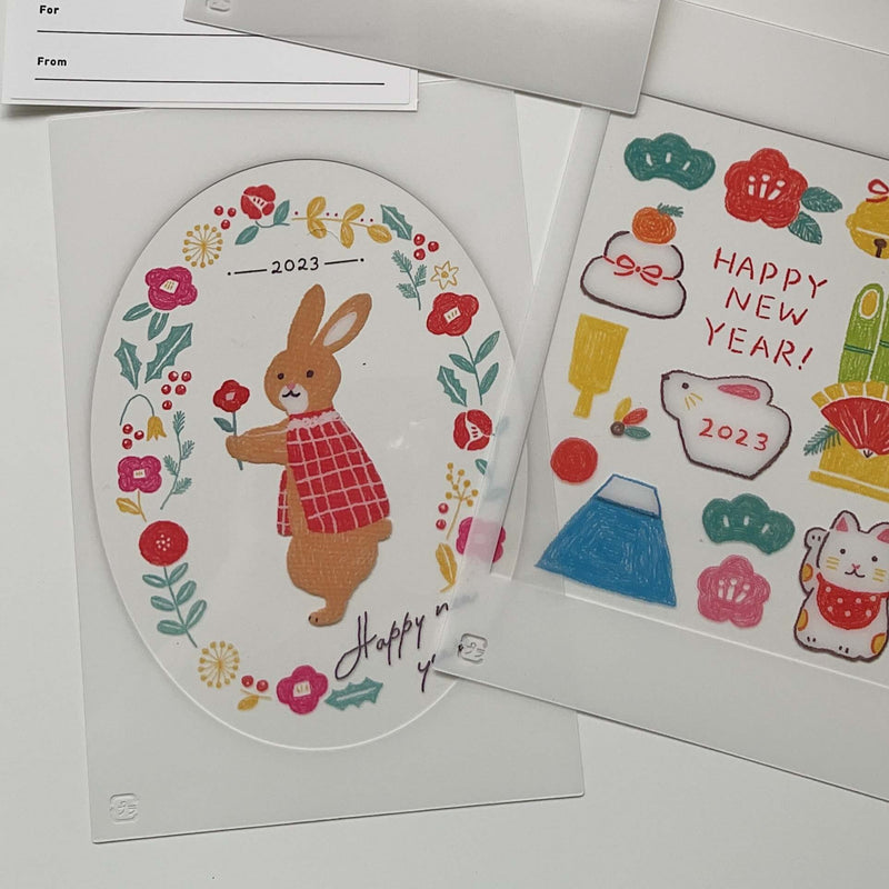 Clear Postcard - Flower and Rabbit
