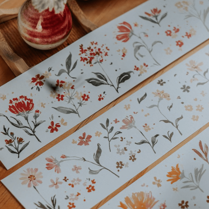 Meow Illustration Washi Tape - Flower Field