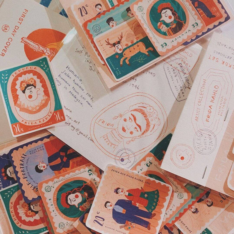 Humana Sticker - Frida Kahlo Stamps