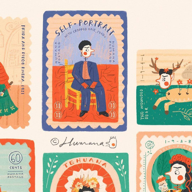 Humana Sticker - Frida Kahlo Stamps