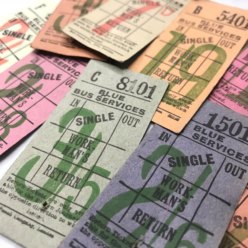 Vintage Ticket Set - Blue Bus Services Workman's (10pcs)