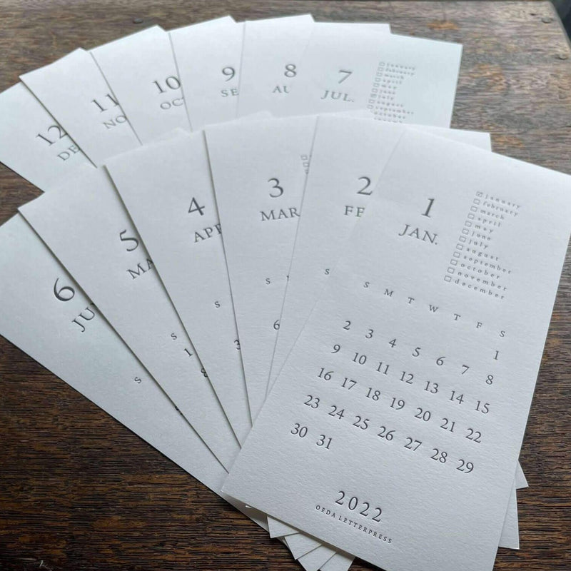 Oeda Letterpress Calendar 2022