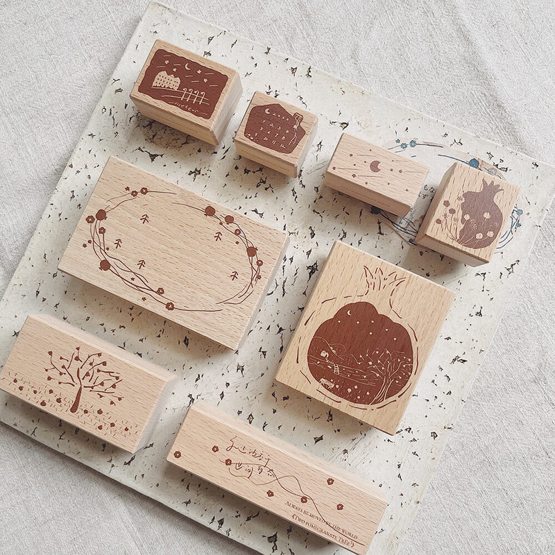 Pomegranate in the Autumn Night Rubber Stamp Series