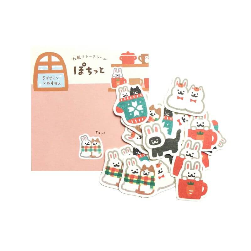 Furukawashiko [Pochitto] Sticker Flakes - Rabbit and Cat