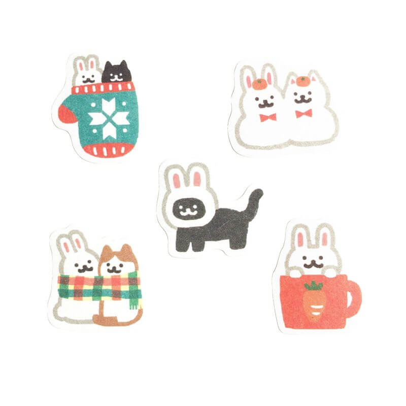 Furukawashiko [Pochitto] Sticker Flakes - Rabbit and Cat