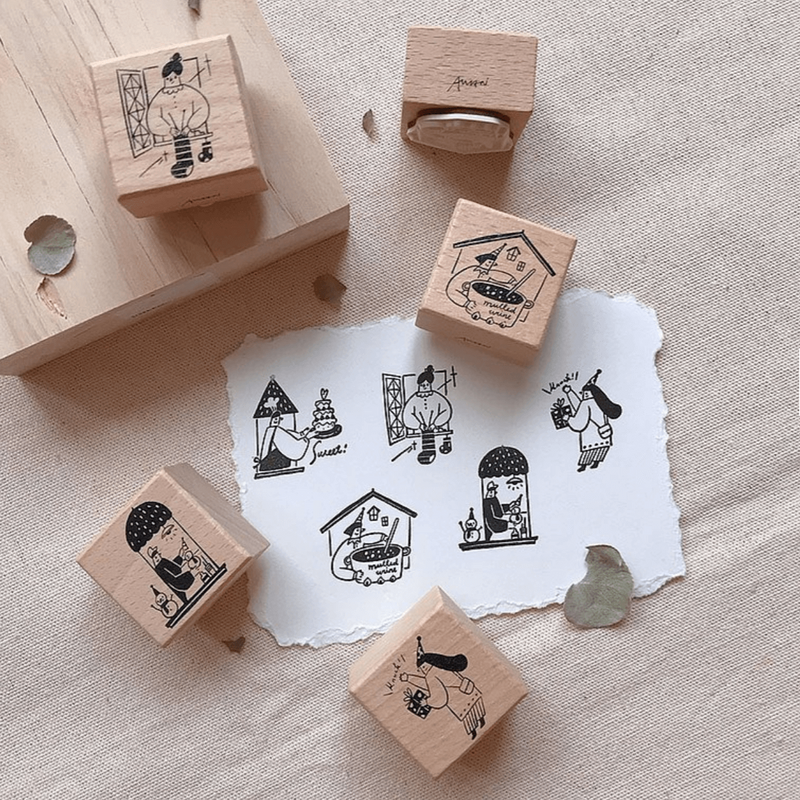 Awan Illustration Rubber Stamp - Stay Home
