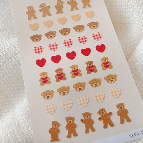 Suatelier Mini Sticker - Deco.04 (teddy bear & hearts)