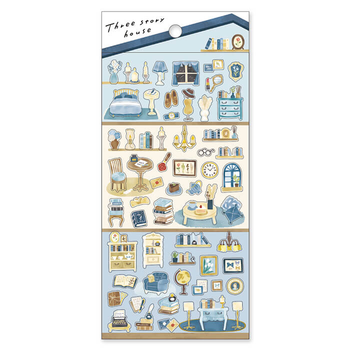 Three Story House Sticker - blue