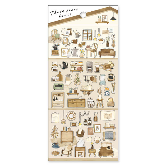 Three Story House Sticker - brown