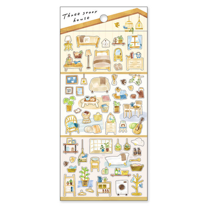 Three Story House Sticker - natural