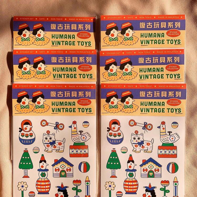 Humana Sticker Sheet - Vintage Toys