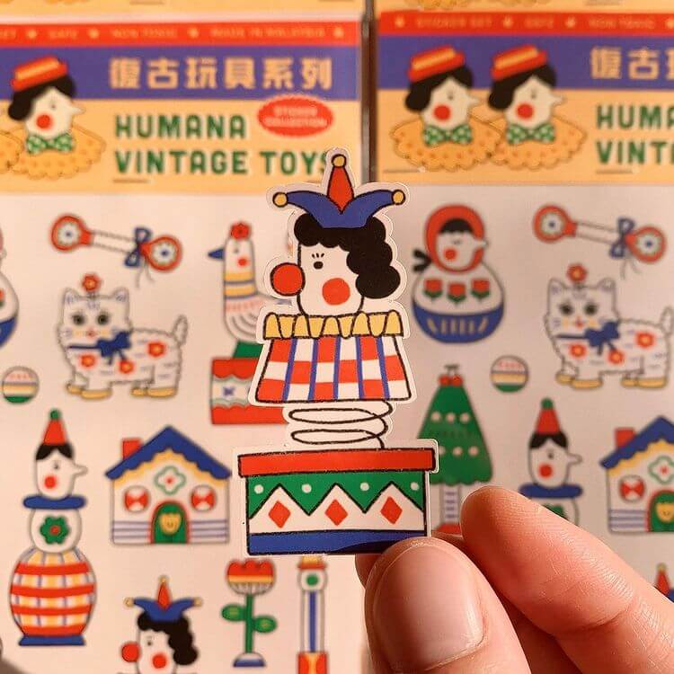 Humana Sticker Sheet - Vintage Toys